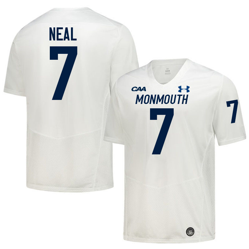 Monmouth Hawks #7 Tra Neal College Football Jerseys,Uniforms-White